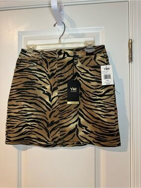 YMI Brown and Black Zebra-Print Mini Skirt